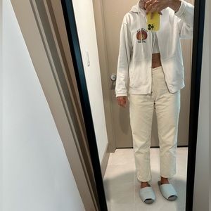 Used/ Brandy Melville/ John Galt/ St. Croix Zip Up Hoodie White S/M